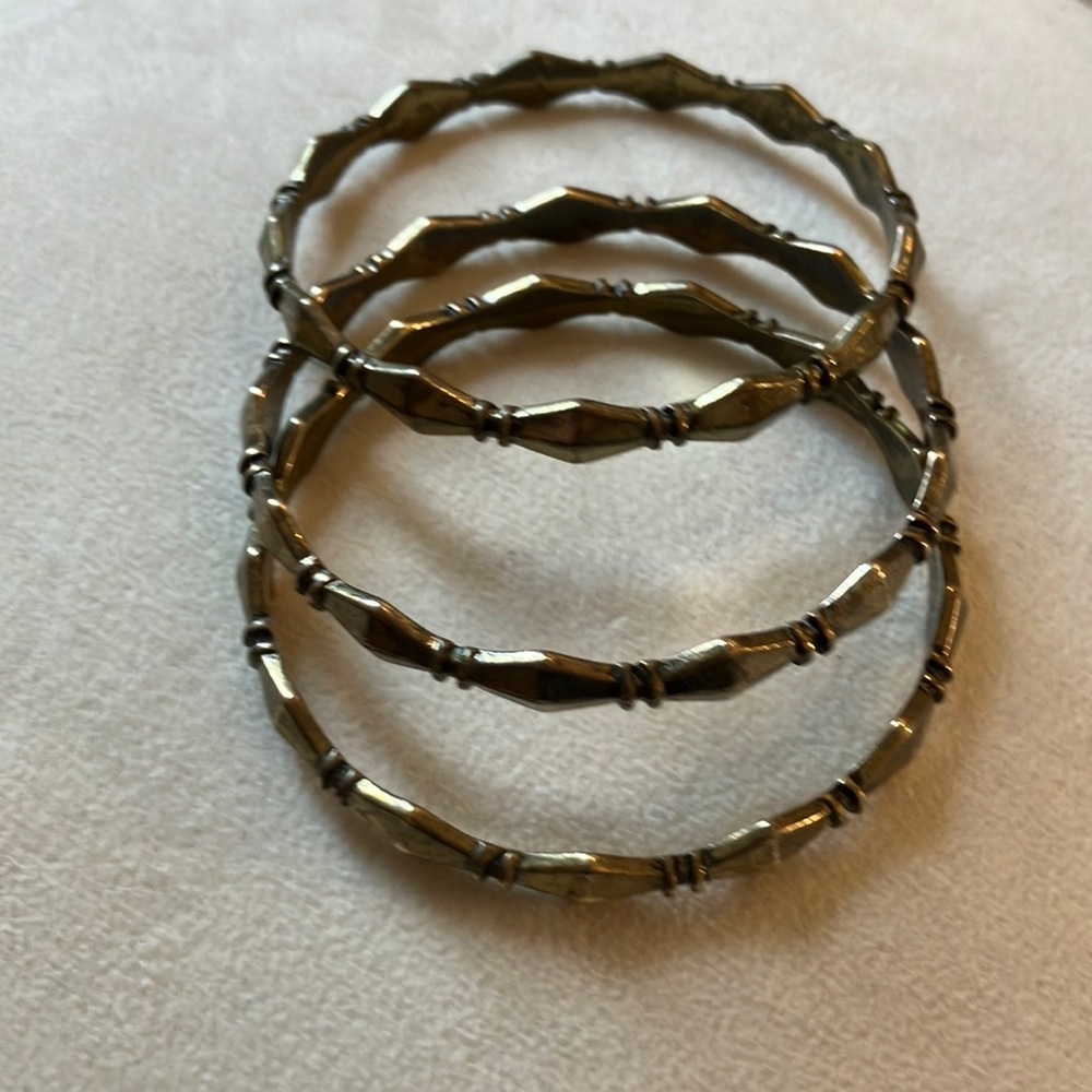 Gold Artisanal Textured Bracelets Set
